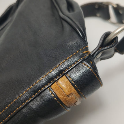 Dior Vintage Gaucho Large Black Leather Crossbody Bag