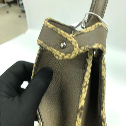 Fendi Peekaboo ISeeU Sellier Small Grey Leather with Python Skin Trimming