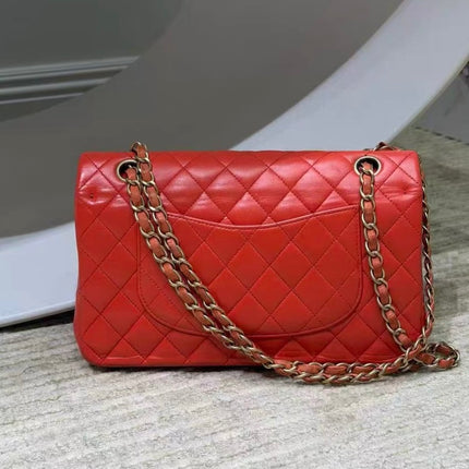 Chanel Classic Flap Medium Red Lambskin Leather with Gold Hardware