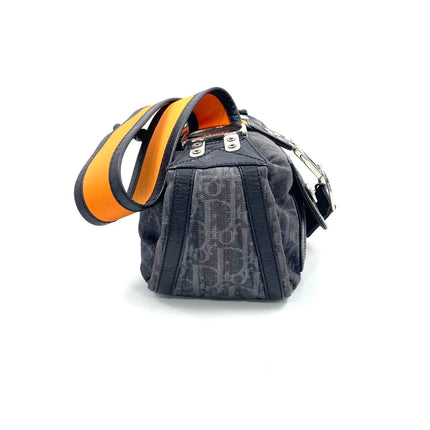 Dior Flight Medium Black Oblique Monogram Orange Strap Shoulder Bag