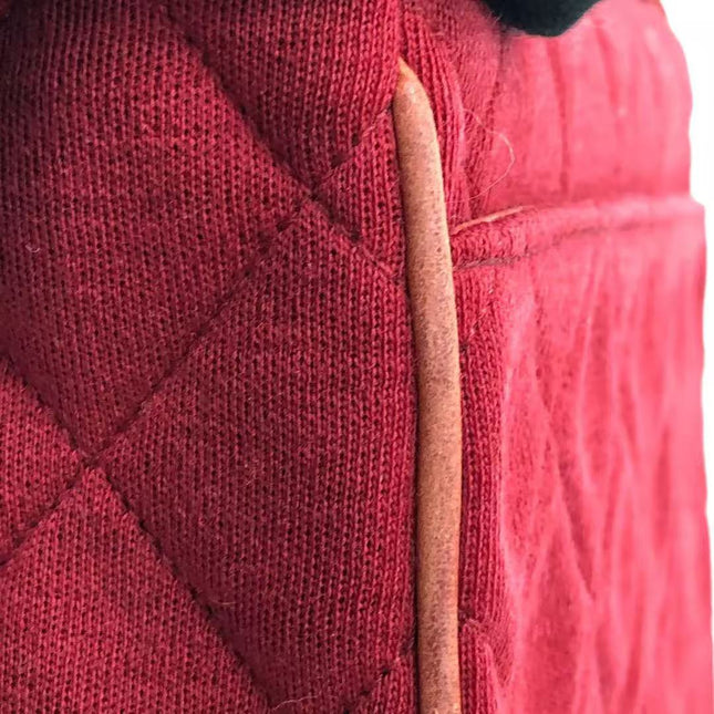 Chanel Mini Top Handle Bag Red Fabric Gold Hardware