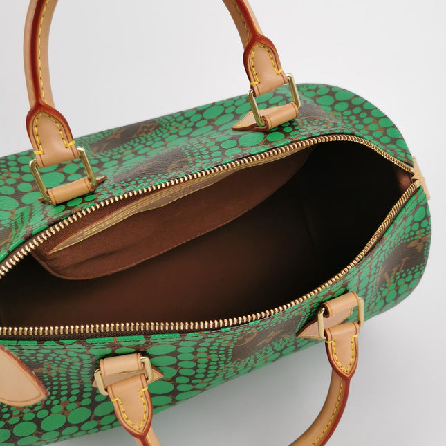 Louis Vuitton Kusama Town Speedy 30 Green Top Handle Bag