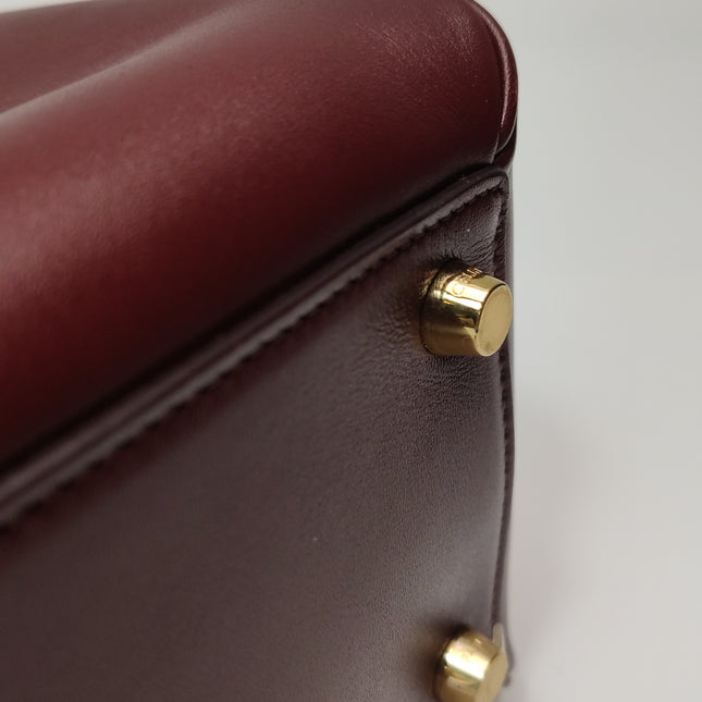 Celine 16 Bag Medium Burgundy Smooth Calfskin Leather With Strap