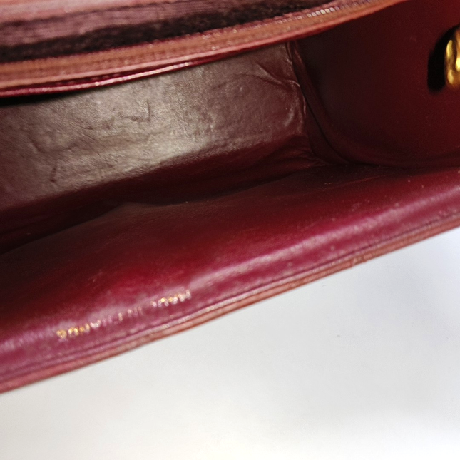 Chanel Vintage Quilted Flap Crossbody Messenger Bag Deep Burgundy Brown