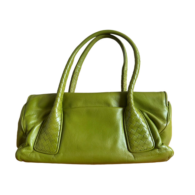 Bottega Veneta Lime Green Intrecciato Leather Hand Bag