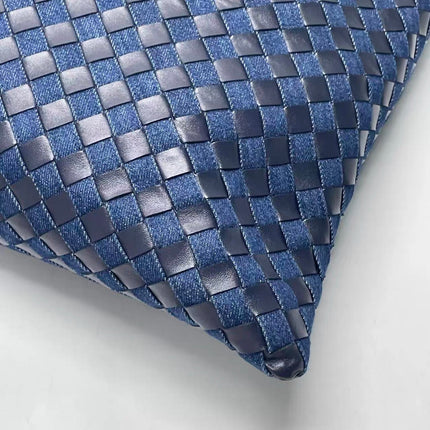 Bottega Veneta Hop Large Leather and Denim Intrecciato Navy Hobo Bag 55cm