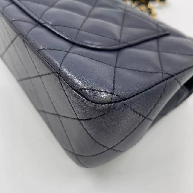 Chanel Classic Flap Rectangular Mini 2015 Navy Lambskin Gold Hardware