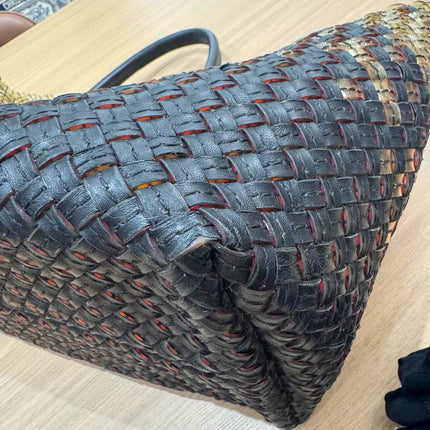 Bottega Veneta Cabat Large Intreccio Black and Transparent Leather and PVC Tote Bag