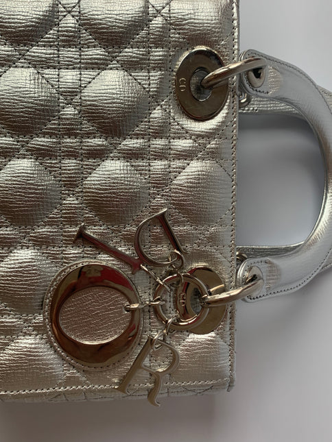 Sold Lady Dior ABCdior Small Silver Cannage Lambskin Handbag
