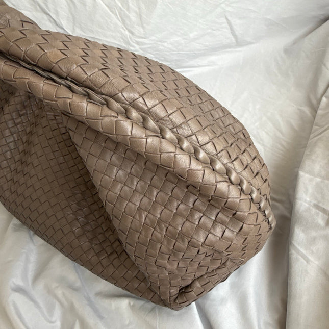Bottega Veneta Belly Hobo Intreccio Leather Grey Large 50cm