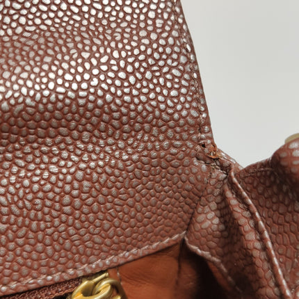 Chanel Vintage Medium Iridescent Brown Caviar Leather Shoulder Bag Gold Hardware
