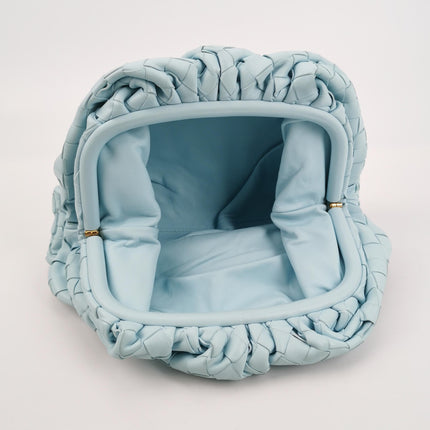 Bottega Veneta Pouch Large Intrecciato Light Blue Calfskin Leather