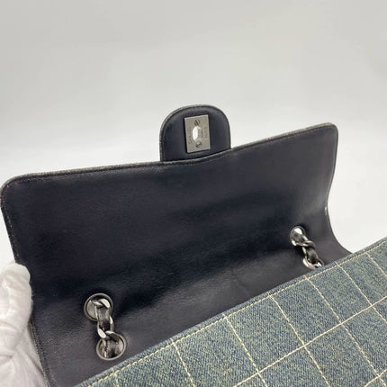 Chanel Ice Cube Chocolate Bar Medium Classic Flap Denim Green