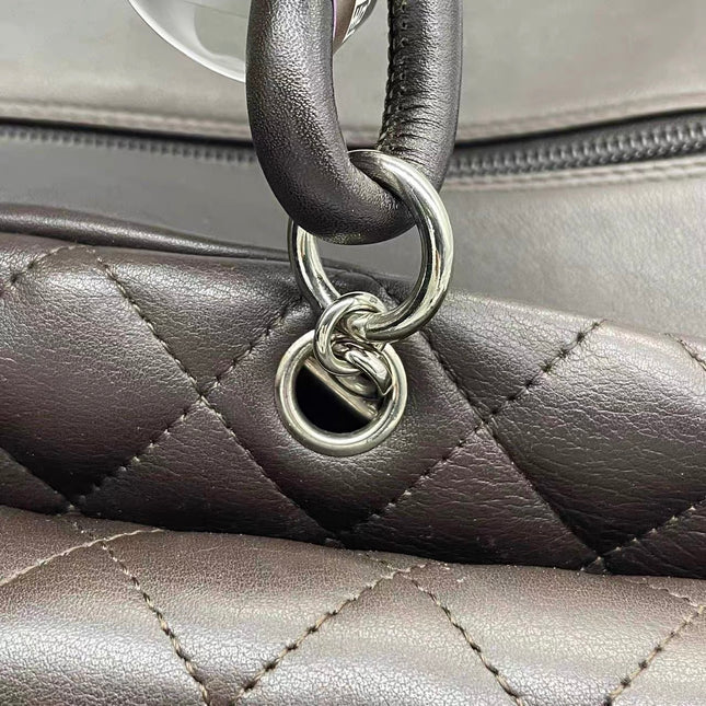 Chanel Cambon Large Dark Brown Calfskin Leather Double Strap Handbag