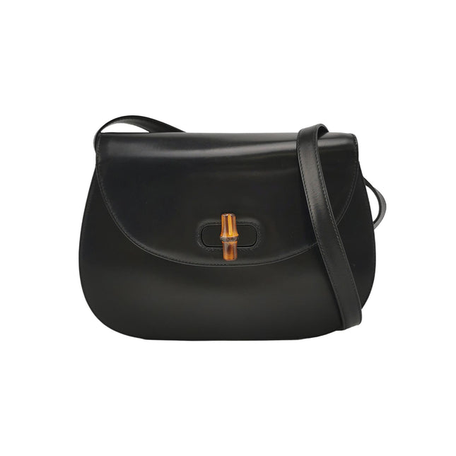 Gucci Bamboo 1947 Black Leather Crossbody Bag-Luxbags