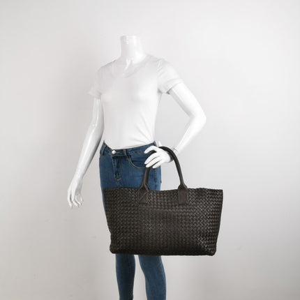 Sold Bottega Veneta Cabat Large Intreccio Leather Tote Bag Dark Chocolate Brown with Pouch 40cm