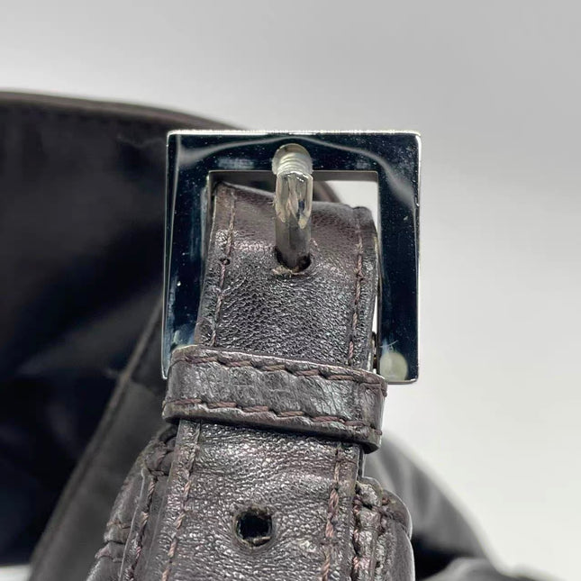 Fendi Mamma Baguette Chocolate Brown Lambskin Leather Silver Hardware