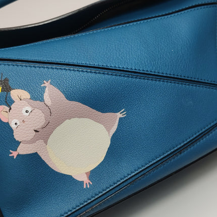 Loewe x Spirited Away Studio Ghibli Collection Puzzle Small Blue Crossbody Bag