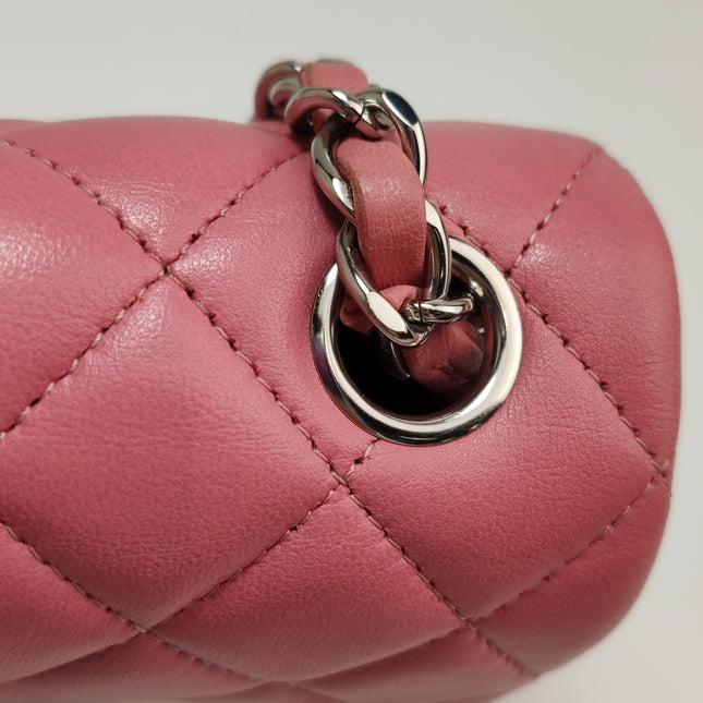 Chanel Classic Flap Mini 2016 Pink Lambskin Leather Silver Hardware