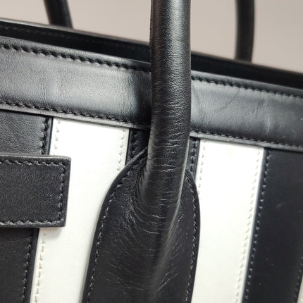 Saint Laurent Sac De Jour Small Black and White Striped Leather Handbag