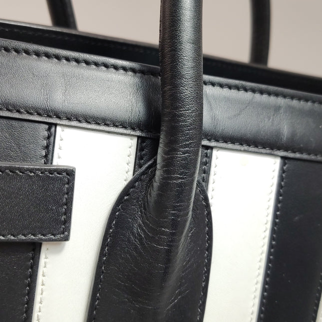 Saint Laurent Sac De Jour Small Black and White Striped Leather Handbag