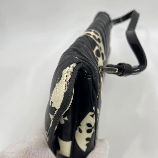 Dior Montaigne Chris 1947 Black Leather Cadillac Poker Print Bejeweled Shoulder Bag