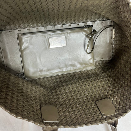 Bottega Veneta Cabat Large Intreccio Leather Tote Bag Dark Olive Green