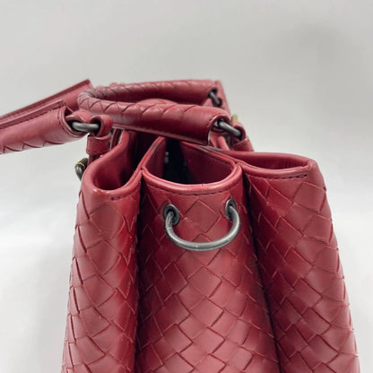 Bottega Veneta Roma Handbag Bag Intrecciato Nappa Leather Burgundy Small 30cm