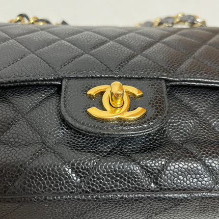 Chanel Classic Flap Medium Black Caviar Leather with 24k Gold Hardware, 2008