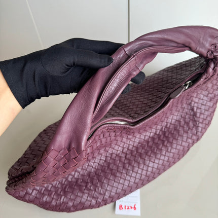 Sold Bottega Veneta Belly Hobo Intrecciato Burgundy Large 50cm