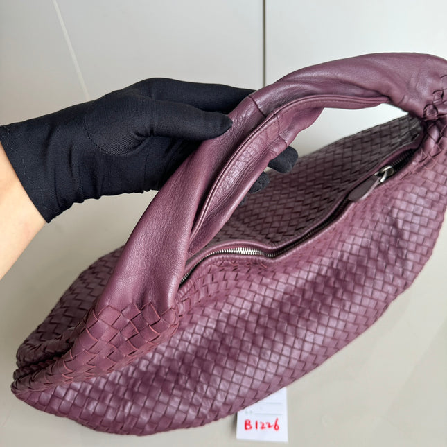 Sold Bottega Veneta Belly Hobo Intrecciato Burgundy Large 50cm