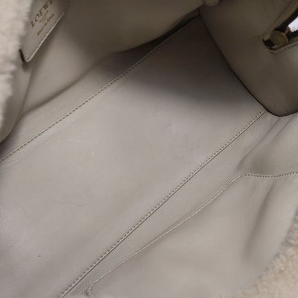 Loewe Amazona Small 29 White Shearling Gold Hardware Top Handle Bag