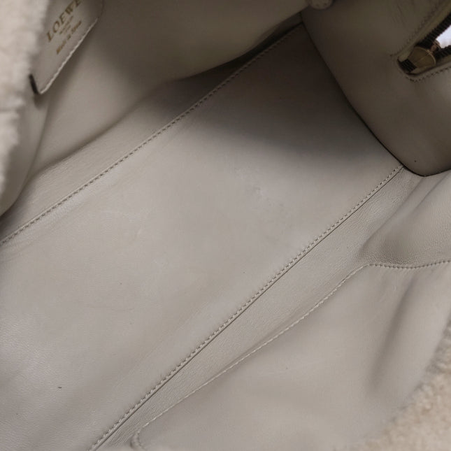 Loewe Amazona Small 29 White Shearling Gold Hardware Top Handle Bag