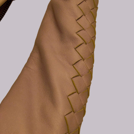 Bottega Veneta Hobo Bag Leather Beige Small 40cm Butterfly Cutout