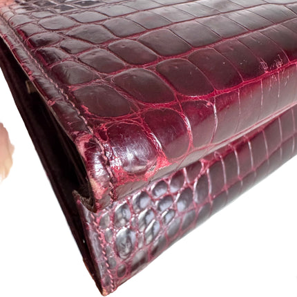 Gucci Vintage Burgundy Alligator Leather Blue Lapis Lazuli Stone Gold-tone Hardware Handbag