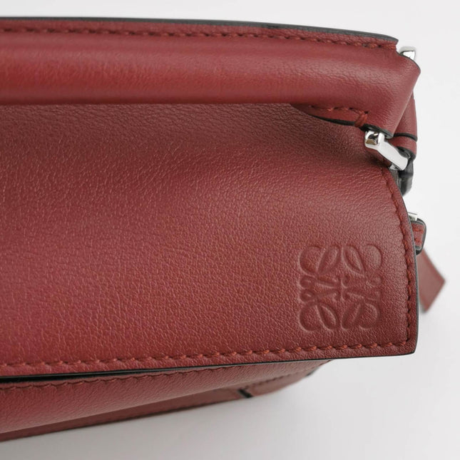 Sold Loewe Puzzle Mini Burgundy Calfskin Leather Crossbody Bag