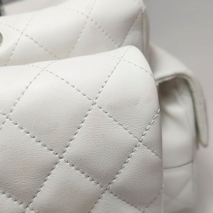 Chanel Cambon Multi-pocket Ligne Reporter Bag Large White Calfskin Leather