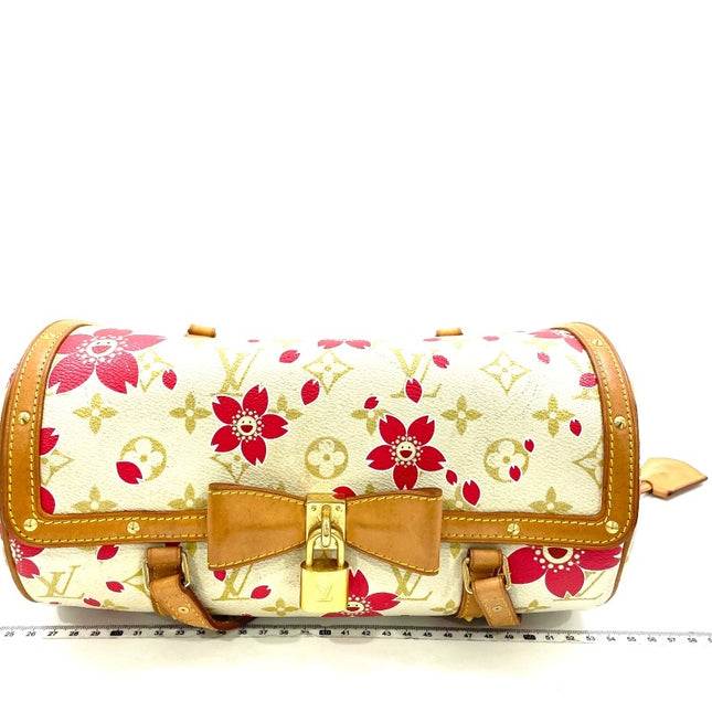 Louis Vuitton x Takashi Murakami Papillon 28 Cherry Blossom White Monogram Handbag-Luxbags