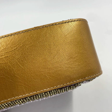 Sold FENDI Baguette Lilac Purple Glitter beads and Gold Leather