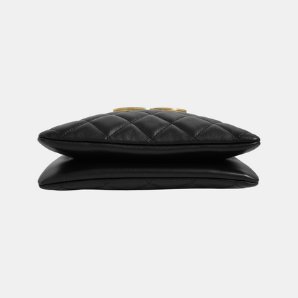 Chanel CC Small Shoulder Bag Giant Gold-tone CC Logo Black Lambskin Leather