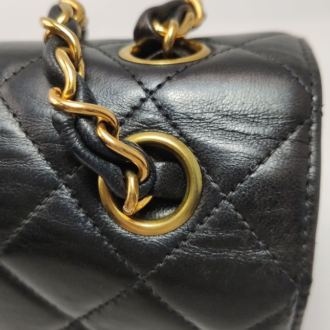Chanel Double Sided Small Classic Flap Black Lambskin Leather 24k Gold Hardware, 1996-1997
