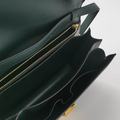 CELINE Classic Box Flap Dark Green Leather crossbody bag