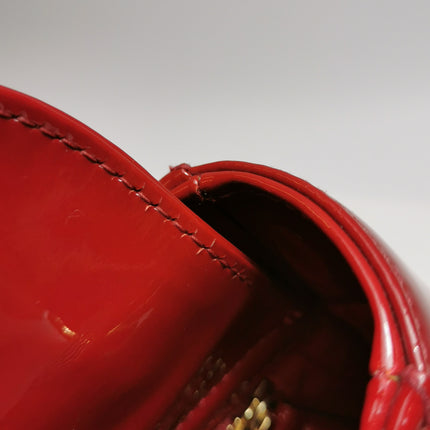 Lady Dior Mini Handbag Burgundy Red Patent Leather Gold-tone Chain Strap