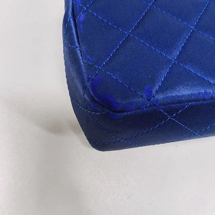 Sold Chanel Classic Flap 2013-2014 Blue Silk Satin Mini Crossbody Bag