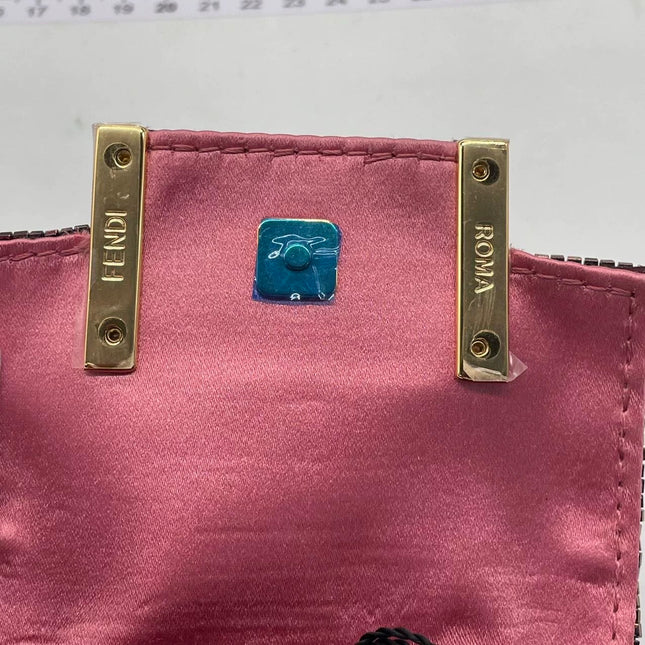 Fendi Nano Baguette Charm Red Sequins Satin Interior Chain Strap