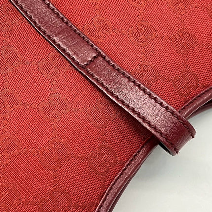 Gucci Jackie Vintage Red Monogram Fabric and Leather Shoulder Bag