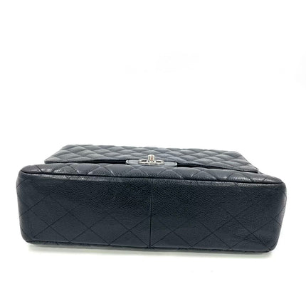 Chanel Classic Flap Jumbo Black Caviar Leather Single Flap Silver Hardware 2006-08