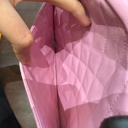 Chanel Cambon Large Pink Calfskin Leather Double Strap Handbag