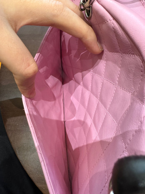 Chanel Cambon Large Pink Calfskin Leather Double Strap Handbag