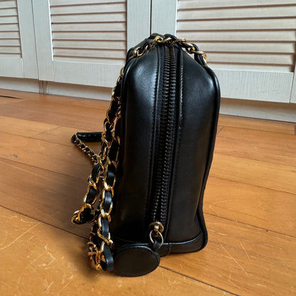 Chanel Mademoiselle Camera Bag Black Double Gold Chain, 1986-1988